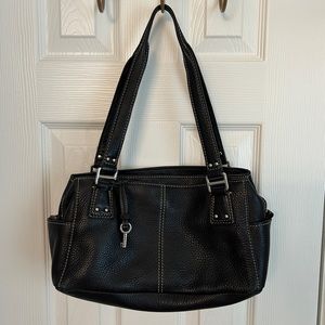 Fossil Pebbled Leather Shoulder Bag Black ZB9961